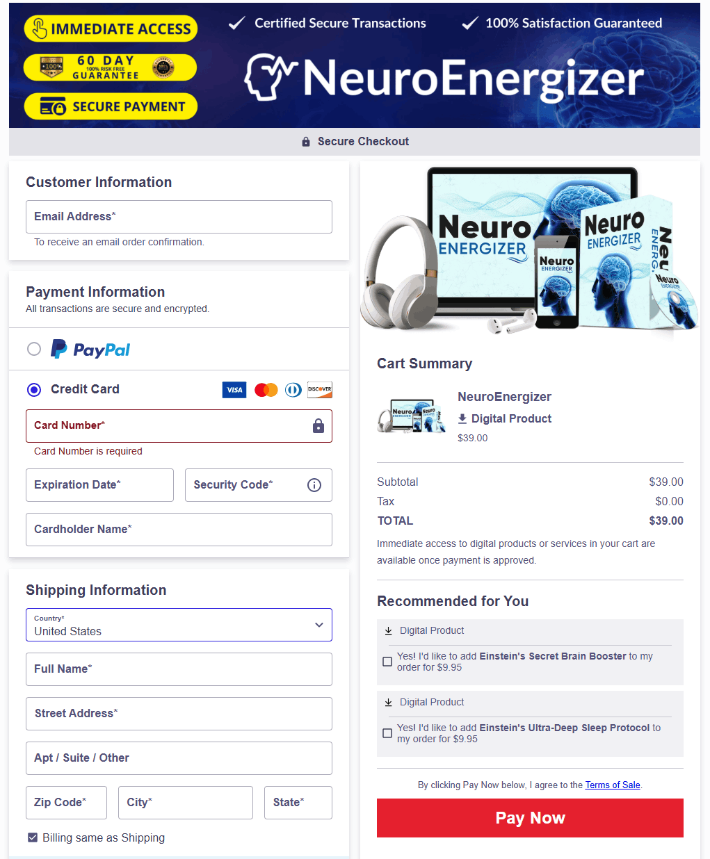 secure checkout page